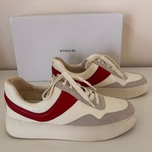 Vince Red and White Sneakers WARREN COURT . Size 8
